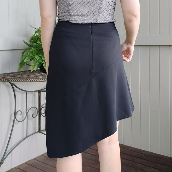 Country Road Size 10 12 Skirt Black A Line Asymmetric Side Slit Oxford Corporate - Picture 3 of 8
